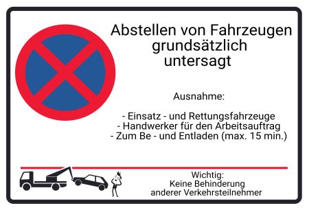 Abstellen von Fahrzeugen untersagt Parken-Verkehr Schild kreativ informativ schilder selbst gestalten