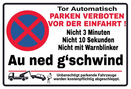 Automatik Tor Parken-Verkehr Schild informativ auffallend nachdrücklich schilder selbst gestalten