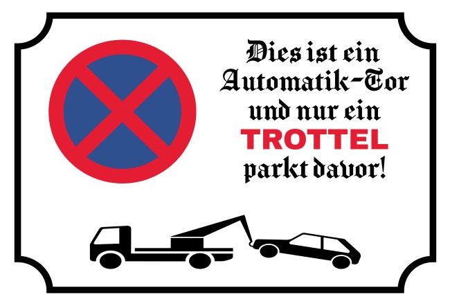 Automatik-Tor Parken-Verkehr Schild smart informativ schilder selbst gestalten