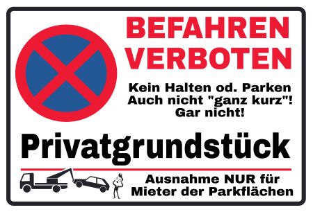 BEFAHREN VERBOTEN Parken-Verkehr Schild informativ auffallend nachdrücklich schilder selbst gestalten