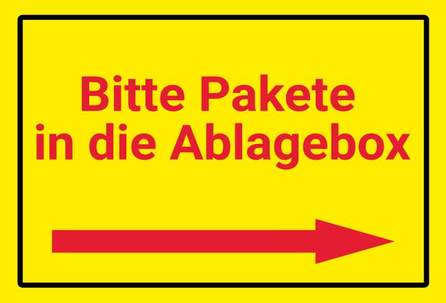 Bitte Pakete in die Ablagebox Privat-Pakete Schild bunt kreativ spritzig schilder selbst gestalten