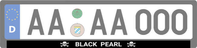 BLACK PEARL Kennzeichenhalter Schild kreativ spritzig auffallend schilder selbst gestalten