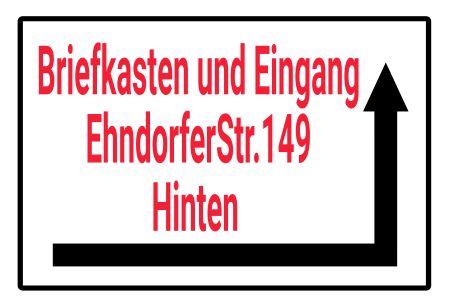 Briefkasten und Eingang um die Ecke Wegweiser Schild informativ auffallend schilder selbst gestalten