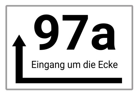 Eingang um die Ecke Strassen-Hausnummern Schild informativ auffallend schilder selbst gestalten