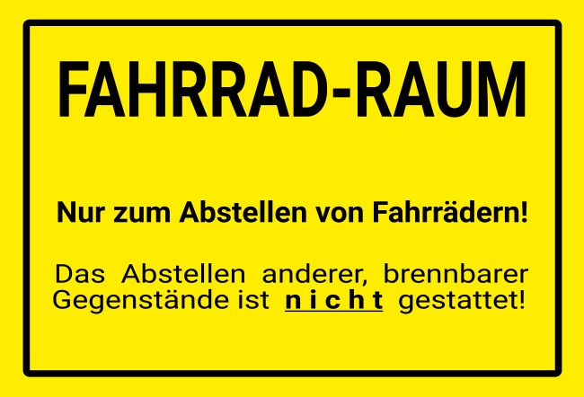 Fahrrad-Raum Hinweis Schild smart bunt informativ schilder selbst gestalten