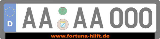 fortuna-hilft.de Kennzeichenhalter Schild informativ auffallend schilder selbst gestalten