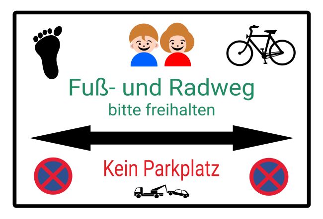 Fuß- und Radweg Hinweis Schild smart kreativ spritzig informativ auffallend schilder selbst gestalten