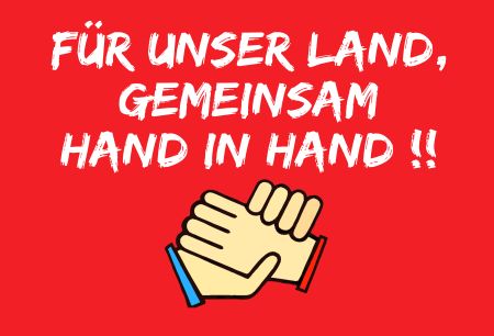 GEMEINSAM HAND IN HAND Hinweis Schild informativ auffallend nachdrücklich schilder selbst gestalten