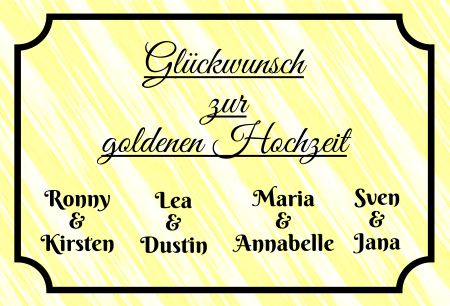 Glückwunsch zur goldenen Hochzeit Privat-Pakete Schild smart kreativ spritzig auffallend schilder selbst gestalten