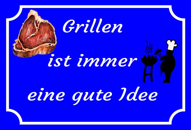 Grillen Privat-Pakete Schild smart bunt kreativ informativ schilder selbst gestalten