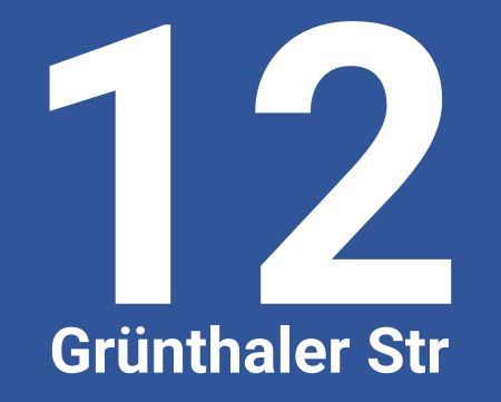 Grünthaler Str. 12 Strassen-Hausnummern Schild informativ auffallend schilder selbst gestalten