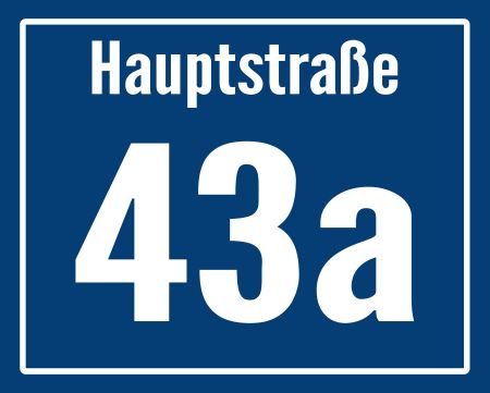 Hauptstraße 43a Strassen-Hausnummern Schild informativ auffallend schilder selbst gestalten