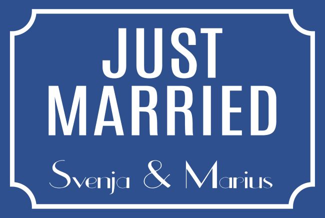 Just Married Hinweis Schild smart informativ auffallend schilder selbst gestalten