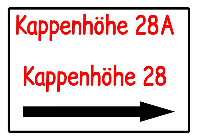 Kappenhöhe Wegweiser Schild informativ auffallend schilder selbst gestalten