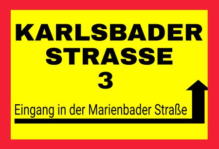 Karlsbader Strasse 3 Wegweiser Schild kreativ informativ auffallend schilder selbst gestalten