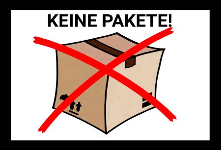 KEINE PAKETE Hinweis Schild kreativ auffallend nachdrücklich schilder selbst gestalten