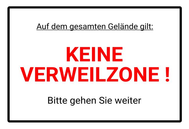 Keine Verweilzone Hinweis Schild smart auffallend schilder selbst gestalten