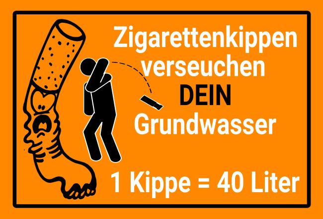 Keine Zigarettenkippen Hinweis Schild informativ auffallend schilder selbst gestalten