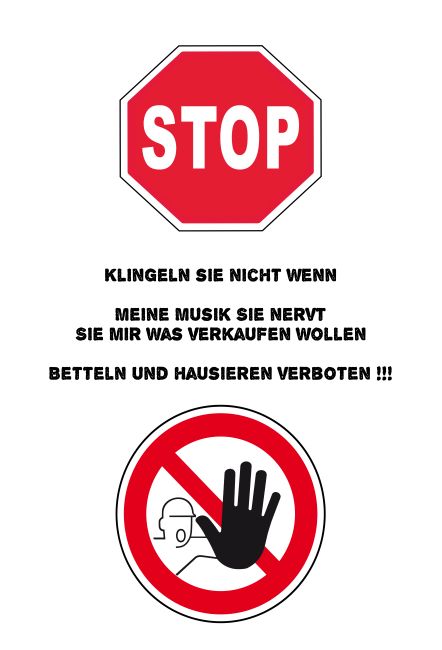 Klingeln Sie nicht wenn.... Warnung-Zutrittverboten Schild spannend bunt kreativ schilder selbst gestalten