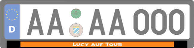 LUCY AUF TOUR Kennzeichenhalter Schild informativ auffallend schilder selbst gestalten