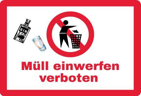 Müll einfwerfen verboten Hinweis Schild informativ auffallend schilder selbst gestalten