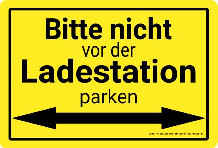 Nicht vor Ladestation parken Hinweis Schild informativ auffallend nachdrücklich schilder selbst gestalten