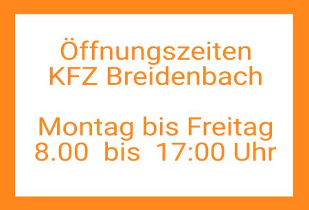 Öffnungszeiten KFZ Breidenbach Firma Schild kreativ informativ auffallend schilder selbst gestalten