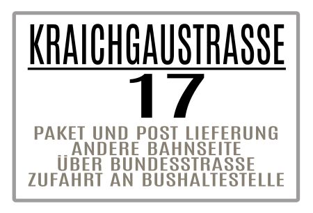 Paket und Post Lieferung Strassen-Hausnummern Schild kreativ informativ auffallend schilder selbst gestalten