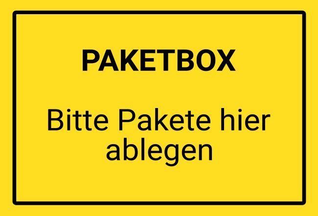 PAKETBOX Hinweis Schild informativ auffallend schilder selbst gestalten