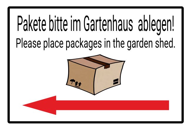 Pakete ... ablegen Wegweiser Schild informativ auffallend schilder selbst gestalten