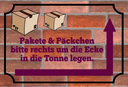 Pakete & Päckchen um die Ecke Privat-Pakete Schild smart bunt kreativ informativ auffallend schilder selbst gestalten