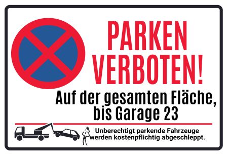 PARKEN VERBOTEN Parken-Verkehr Schild informativ auffallend nachdrücklich schilder selbst gestalten