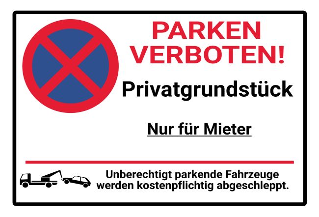 Parken verboten Parken-Verkehr Schild smart informativ auffallend schilder selbst gestalten