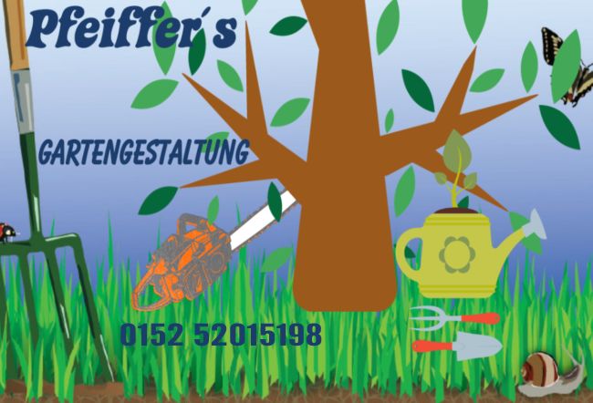 Pfeiffers Gartengestaltung Firma Schild spannend bunt kreativ spritzig informativ auffallend schilder selbst gestalten