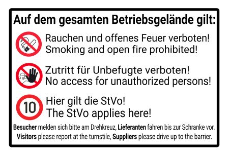 Rauchen und offenes Feuer verboten Hinweis Schild informativ auffallend nachdrücklich schilder selbst gestalten