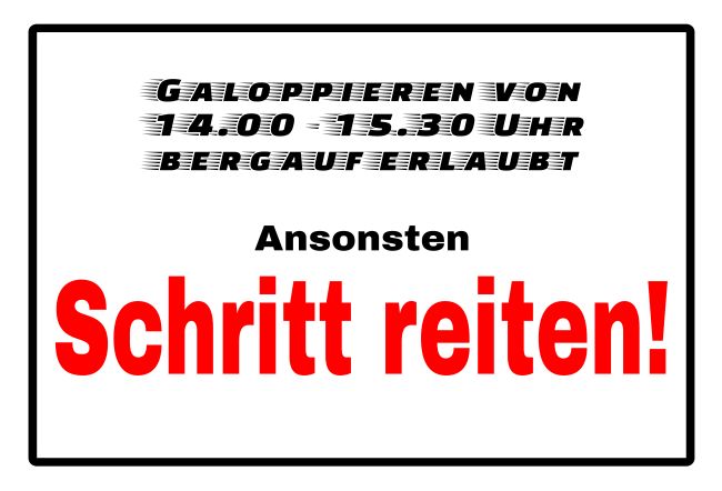 Schritt reiten Hinweis Schild informativ auffallend schilder selbst gestalten