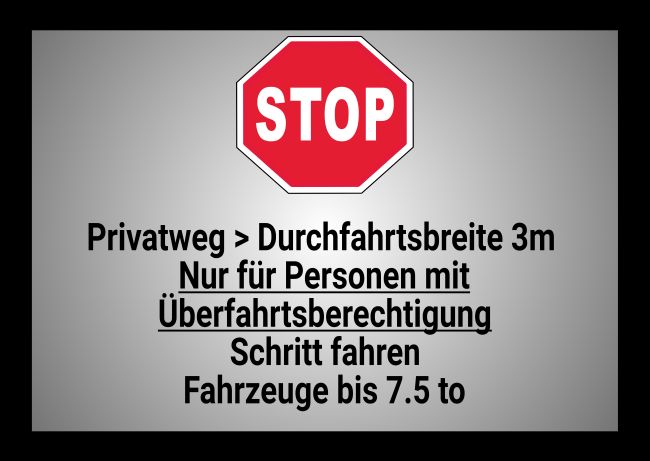 STOP Privatweg Hinweis Schild smart kreativ informativ schilder selbst gestalten