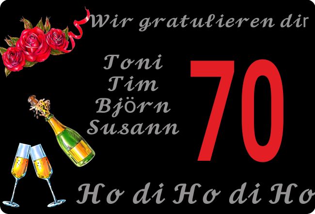 Toni 70 Jahre Privat-Pakete Schild smart kreativ spritzig auffallend schilder selbst gestalten