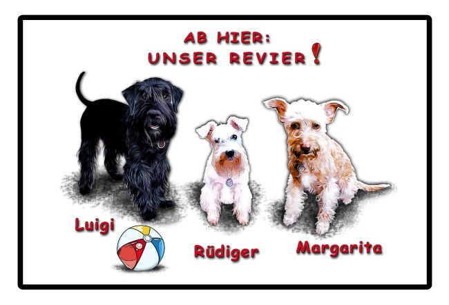 Unser Revier Hunde Schild bunt kreativ informativ schilder selbst gestalten