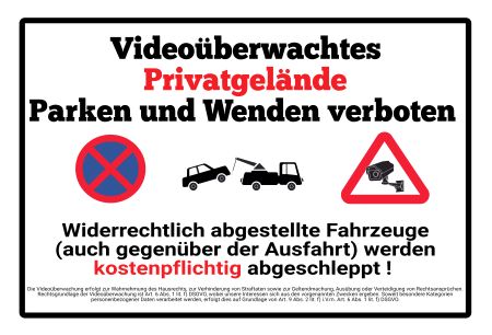 Videoüberwachtes Privatgelände Parken-Verkehr Schild kreativ informativ auffallend nachdrücklich schilder selbst gestalten