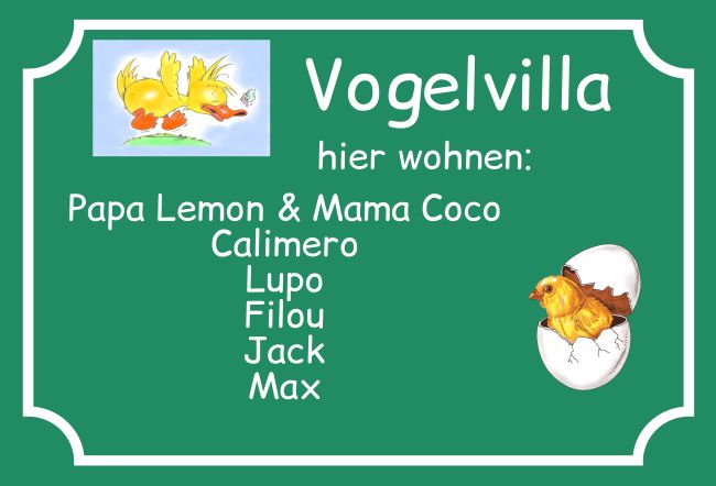 Vogelvilla Sprüche Schild smart kreativ spritzig lustig schilder selbst gestalten