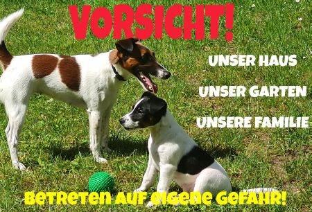 VORSICHT - Unser Haus.. Hunde Schild smart bunt kreativ spritzig auffallend schilder selbst gestalten