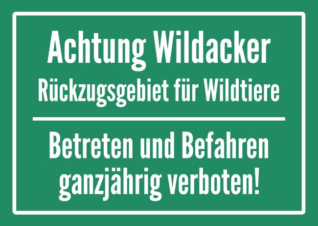 Wildacker Hinweis Schild smart informativ auffallend schilder selbst gestalten