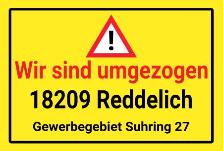 Wir sind umgezogen Hinweis Schild informativ auffallend schilder selbst gestalten