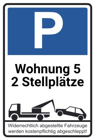 Wohnung 5 Stellplätze Parken-Verkehr Schild smart informativ auffallend schilder selbst gestalten