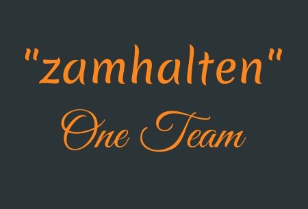 zammhalten - One Team Hinweis Schild kreativ informativ auffallend schilder selbst gestalten