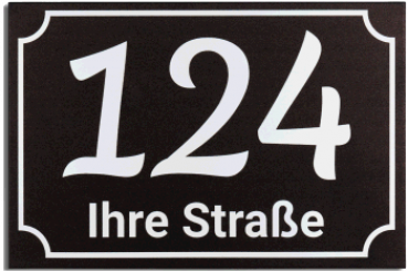 Hausnummernschild Schwarz / Weiß - 18 x 12cm