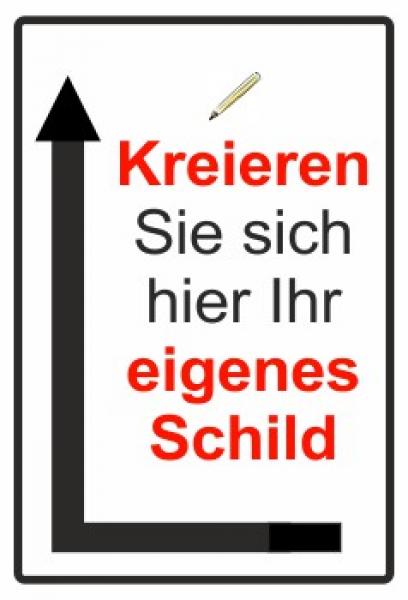 Schild selbst gestalten | Hochformat | Eckpfeil links